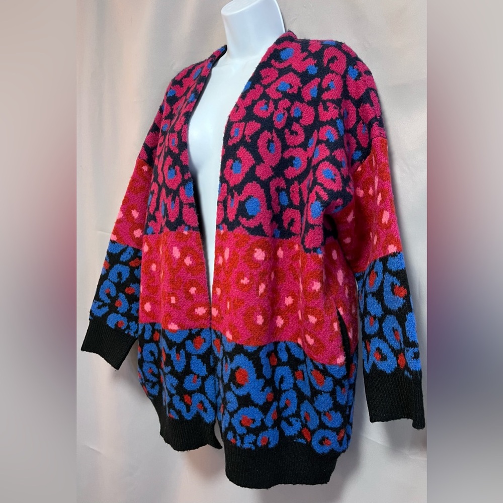 Farm Rio Women’s Mixed Leopard Cardigan Sweater Mixed Leopard Small Multicolor - Picture 4 of 15